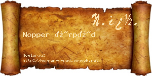 Nopper Árpád névjegykártya